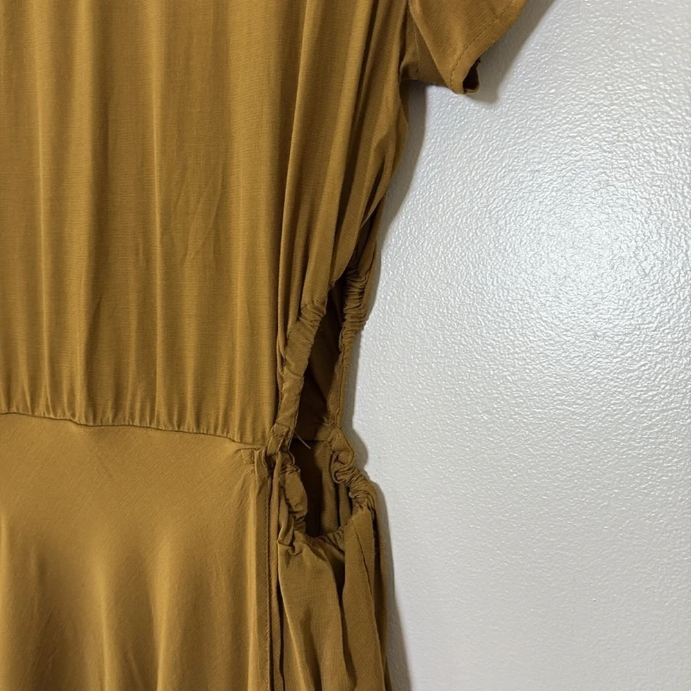 A New Day Brown Midi Dress Lightweight Cutout asymmetrical Hem‎ Tie Back Size M - Picture 5 of 15